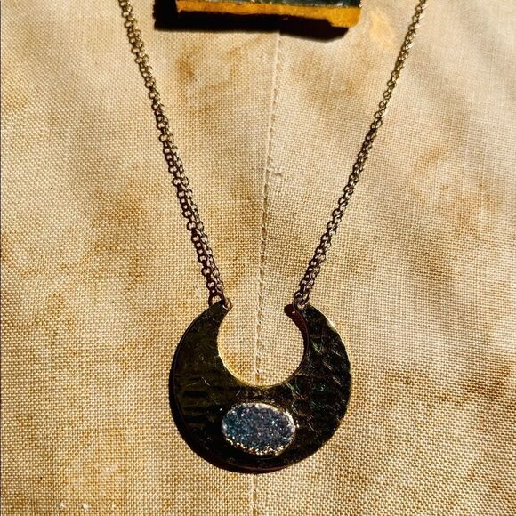 Electroformed druzy and Labordorite Layering Necklace - Picture 3 of 5